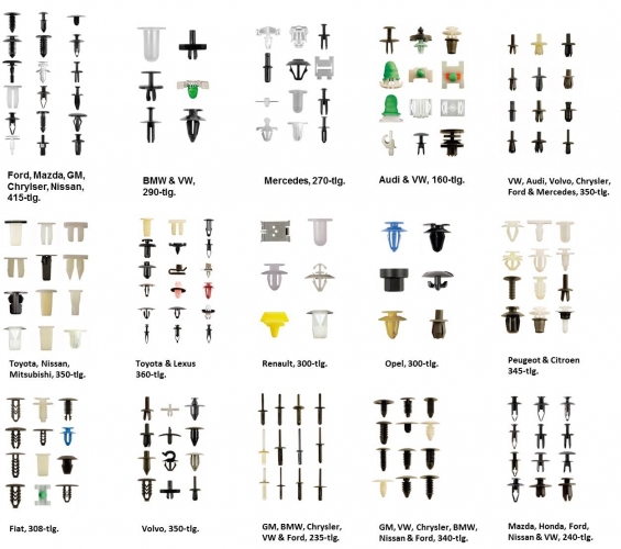 Befestigungsclips Set, 965 Stück Auto Befestigung Clips Universal mit  Demontage Werkzeuge, Kabelbinder und Schwammig Kissen, Kunststoff Clips Set  für Stoßstangen Zierleisten Auto Verkleidung : : Auto & Motorrad